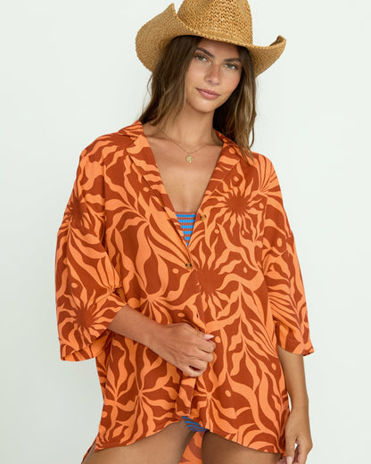 Beach Side Printed Short Sleeve Shirt - Orange Squeeze | Billabong