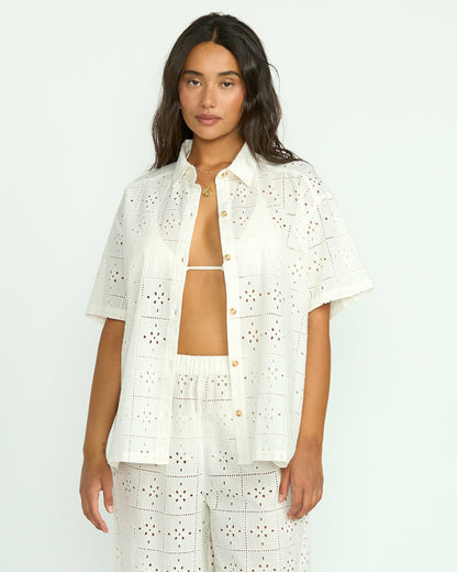 Eyelet Crush Beach Coverup Top - Salt Crystal | Billabong
