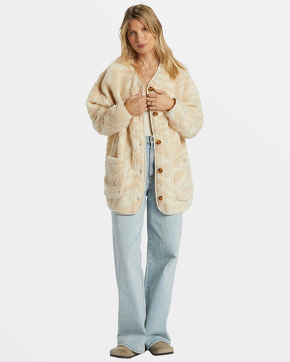 Fireside Cozy Buttoned Fleece Jacket - White Cap | Billabong