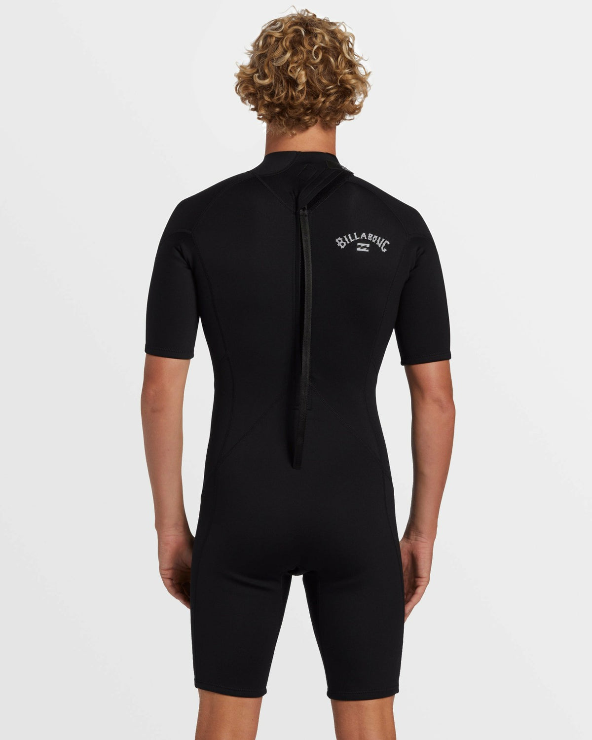 2mm Foil Flatlock Back Zip Short Sleeve Springsuit - Black | Billabong