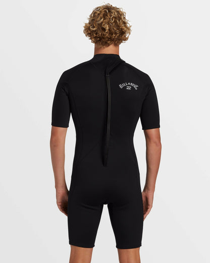 2mm Foil Flatlock Back Zip Short Sleeve Springsuit - Black | Billabong