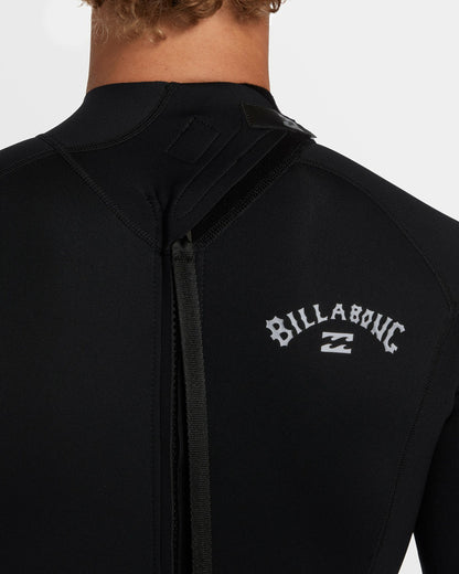 2mm Foil Flatlock Back Zip Short Sleeve Springsuit - Black | Billabong