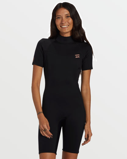 Foil Flatlock Short Sleeve Springsuit - Black | Billabong