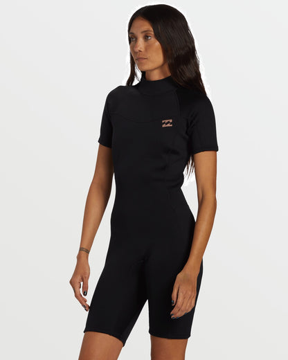 Foil Flatlock Short Sleeve Springsuit - Black | Billabong