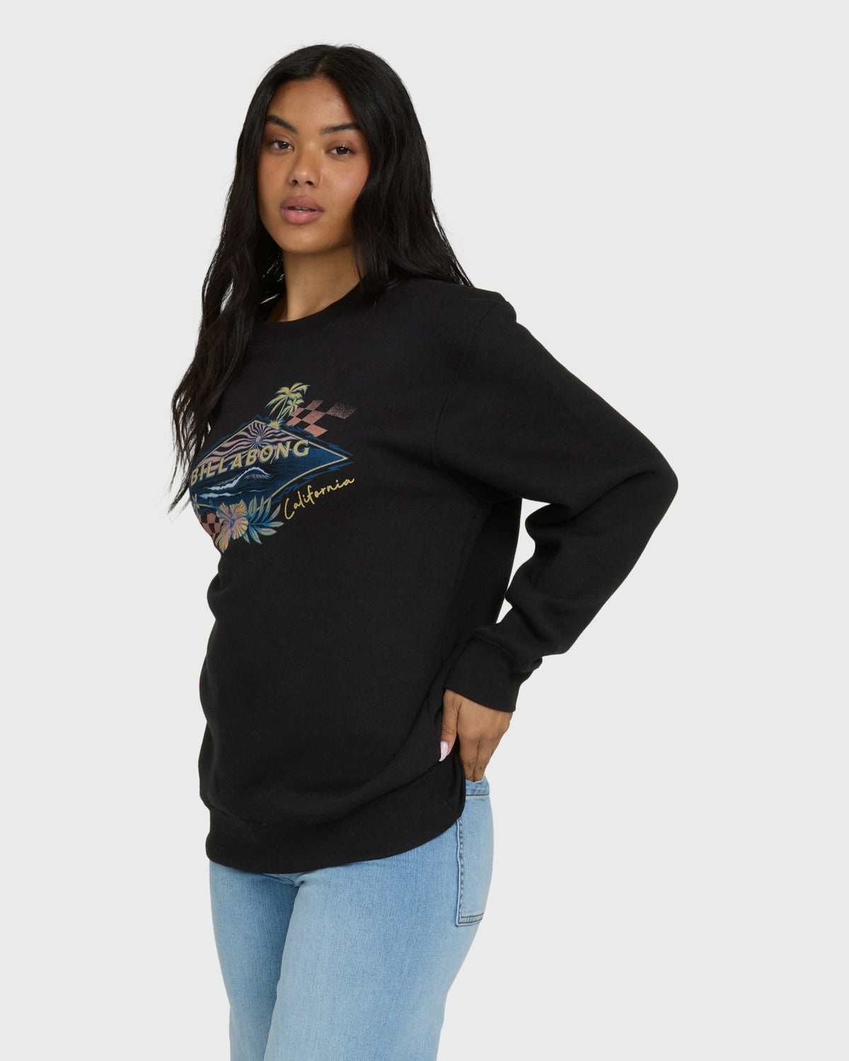Surfing Solo California Crewneck Sweatshirt - Black | Billabong