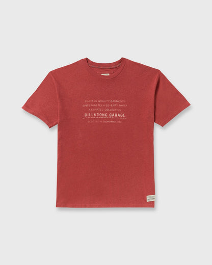 The Label Garage Regular Short Sleeve T-Shirt - Burnt Red | Billabong